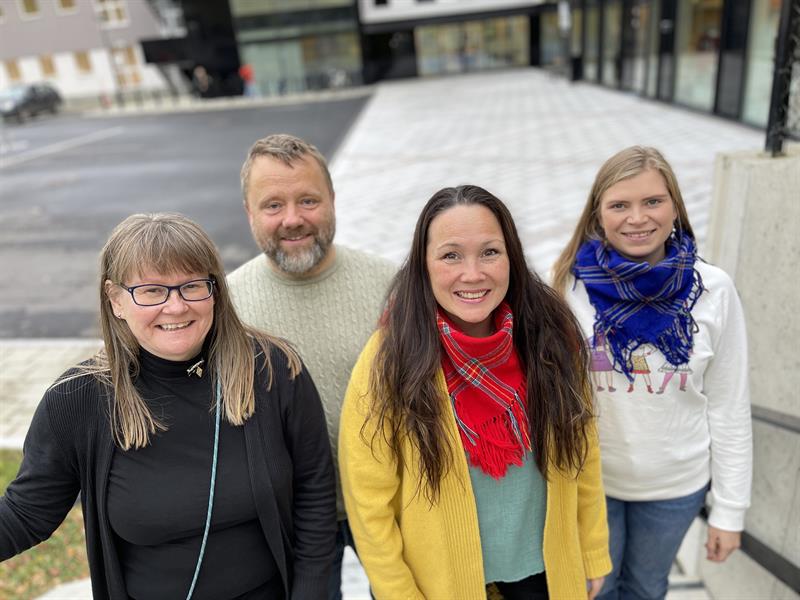 samisk språkuke Bilde av Ellinor Jåma, Vanja Tørresdal, Håkon Hermanstrand og Jenny Fjellheim.