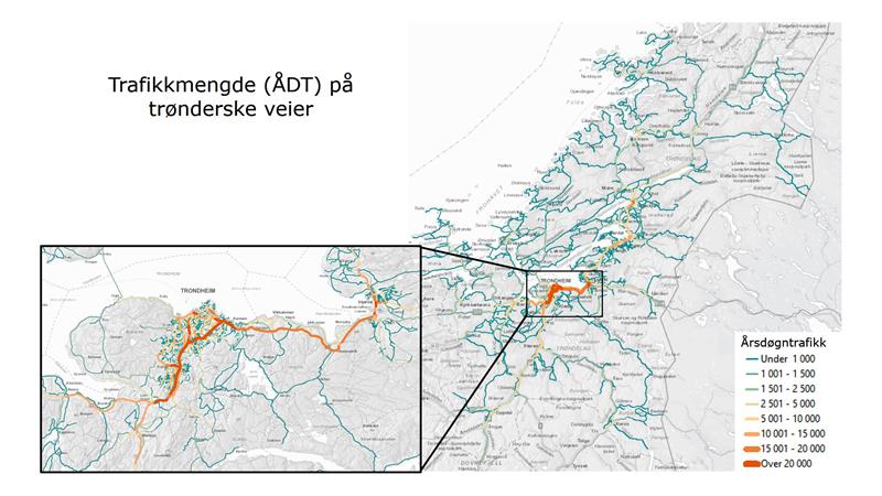 Trafikkmengde på trønderske veier