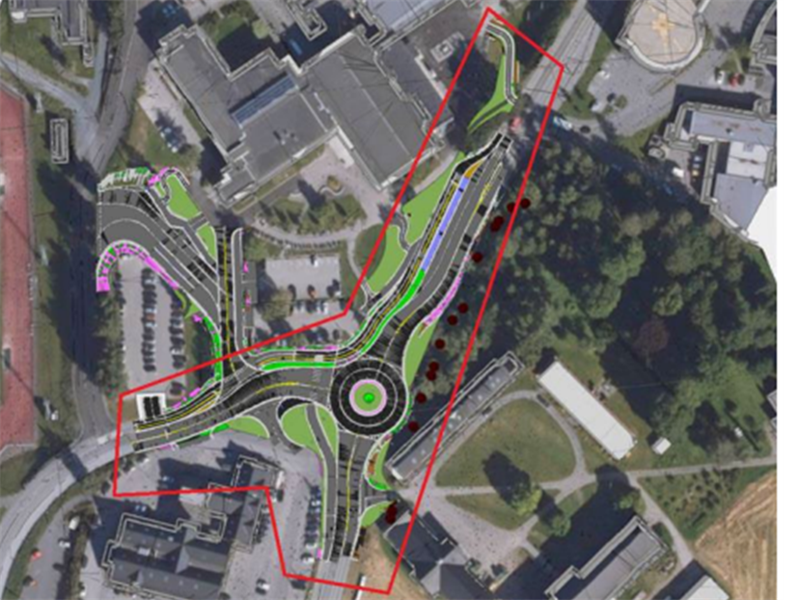 Illustrasjon av området for rundkjøring. Kartgrafikk