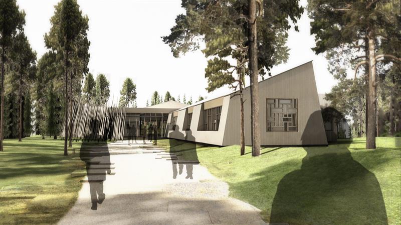 saemien-sijte_tyin-tegnestue_adkomst.jpg Illustrasjon av nye Saemien SijYe. Tegnet av Tyin tegnestue arkitekter fra Trondheim