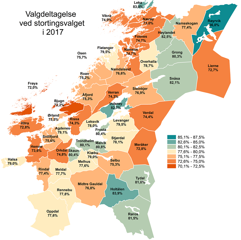 Valgdeltagelse ved stortingsvalget i 2017 Valgdeltagelse ved stortingsvalget i 2017