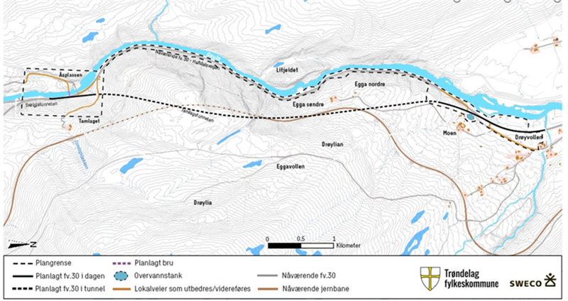Kart som viser planområde Svølgja, Holtålen kommune