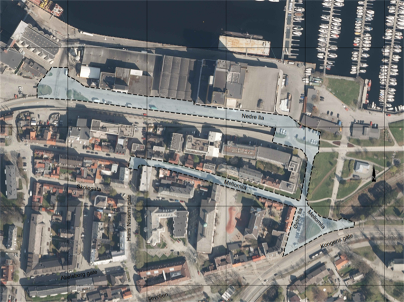 Figur 3 Planomriss på ortofoto.png Planomriss på ortofoto. Bilde