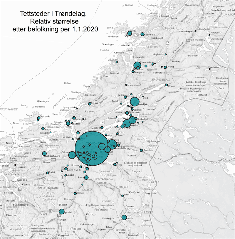 Tettsteder i Trøndelag Tettsteder i Trøndelag