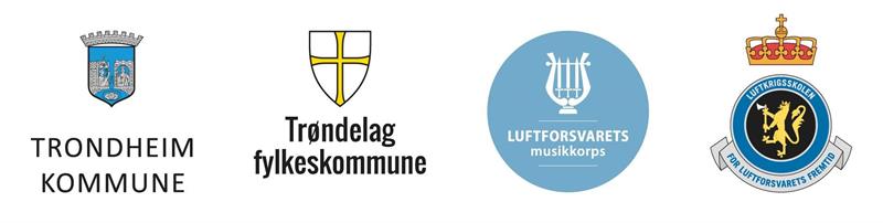 Logoene til Trondheim kommune, Trøndelag fylkeskommune, Luftforsvarets musikkorps og Luftkrigsskolen