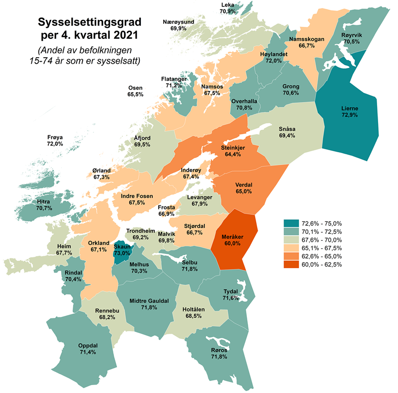 Sysselsettingsgrad per 4. kvartal 2021 Sysselsettingsgrad per 4. kvartal 2021