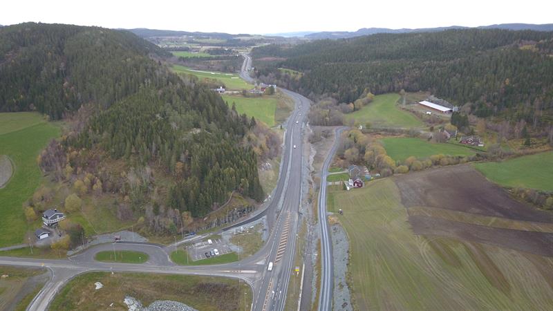 Bilde av Fylkesveg 17 ved Kvarvingdalen i Steinkjer