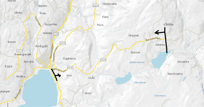 Kart over område som skal asfalteres