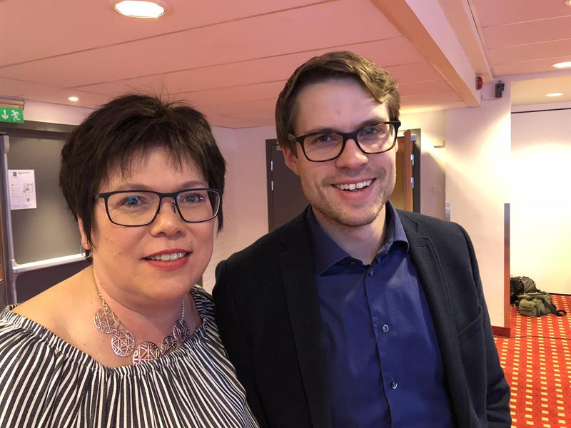 Nestleder og leder hovedutvalg transport Hovedutvalget for transport skjermer kollektivtrafikken i nord. Fra venstre nestleder Karin Bjørkhaug (KrF) og leder Per Olav Skurdal Hopsø (Ap) (Foto: Narve Nordmelan).
