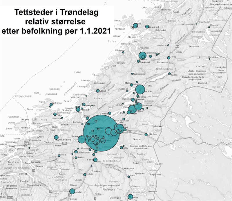 Tettsteder i Trøndelag 2021