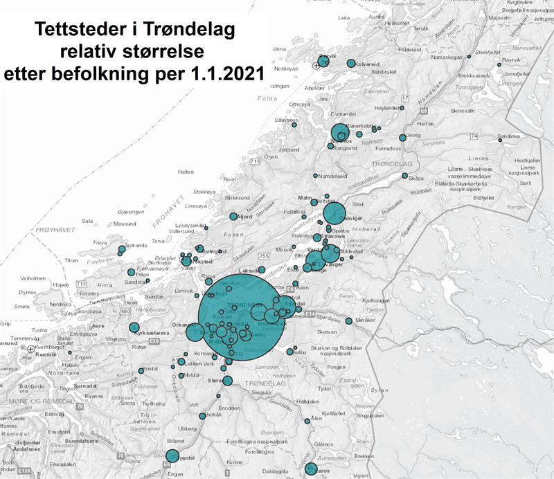 Tettsteder i Trøndelag 2021 Tettsteder i Trøndelag 2021
