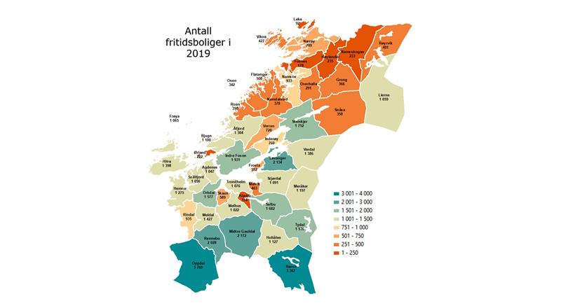 Antall fritidsboliger per 1 januar 2019