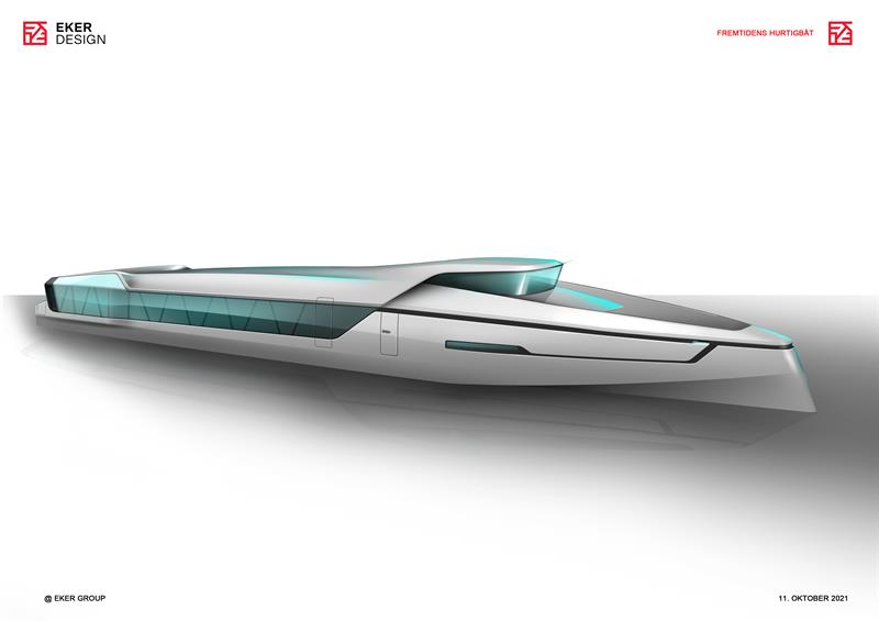 Illustrasjon av hurtigbåt fra Eker design.
