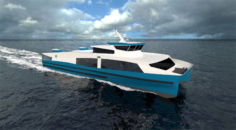 Illustrasjon av hurtigbåt fra Transportutvikling.