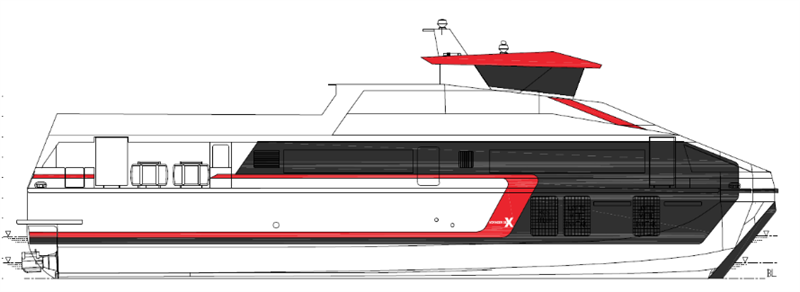 Illustrasjon av fremtidens hurtigbåt fra Umoe.
