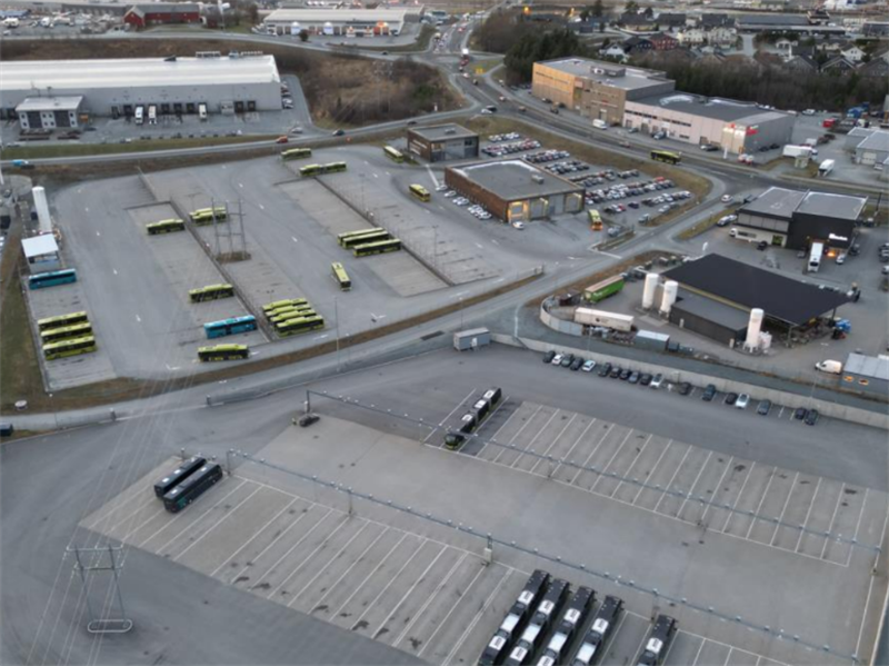 Dronebilde av Sandmoen. Bilde