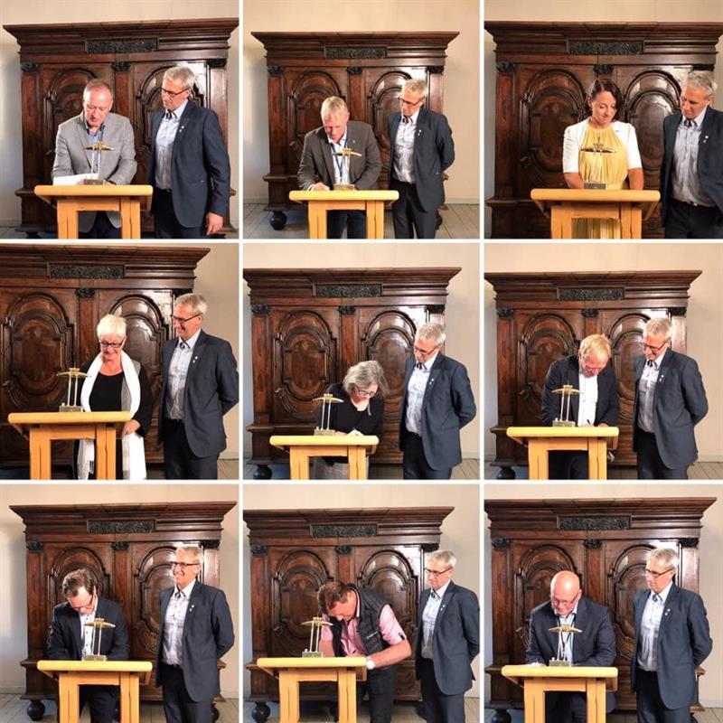 Formell signering Bildekollasj av alle de nye medlemmene i Klimapartnere Trøndelag som signerer. Foto: Cobro Creative