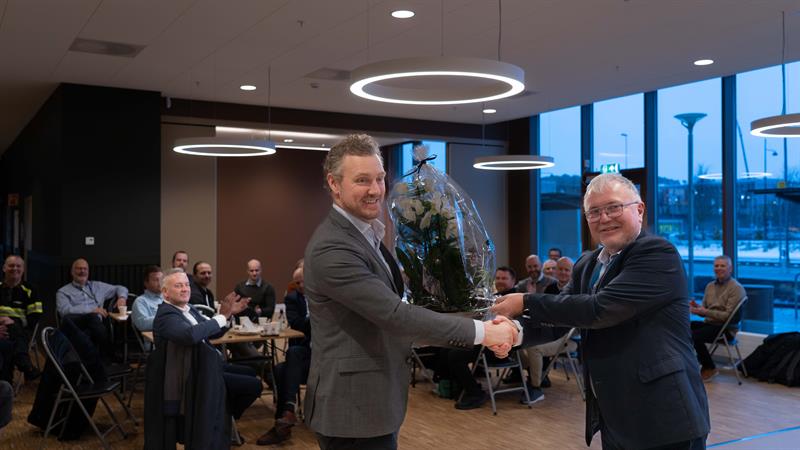 Ordfører i Steinkjer, Gunnar Thorsen og fylkesordfører Tomas Iver Hallem. Bilde