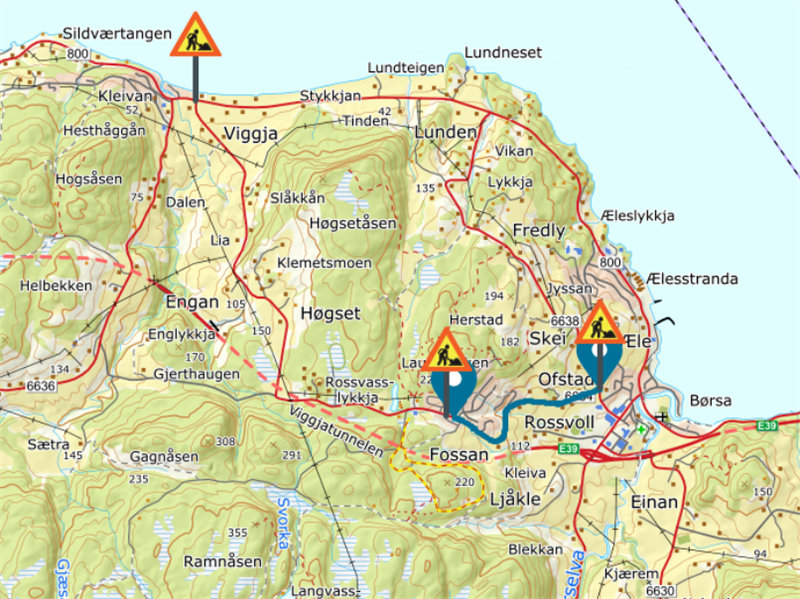Høgsetvegen. Kart