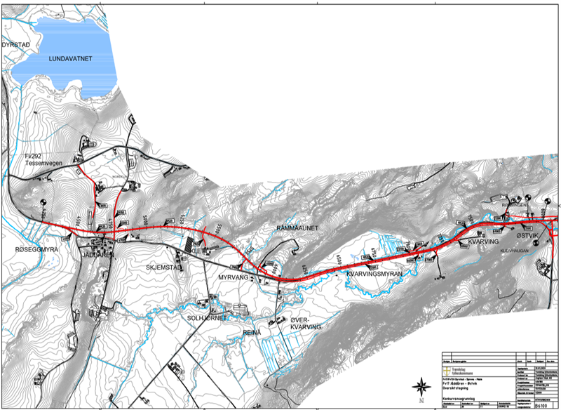 jåddåren-østvik.png Ny vegtrase for fv. 17 fra Jåddåren til Østvik. Foto: Trøndelag fylkeskommune.
