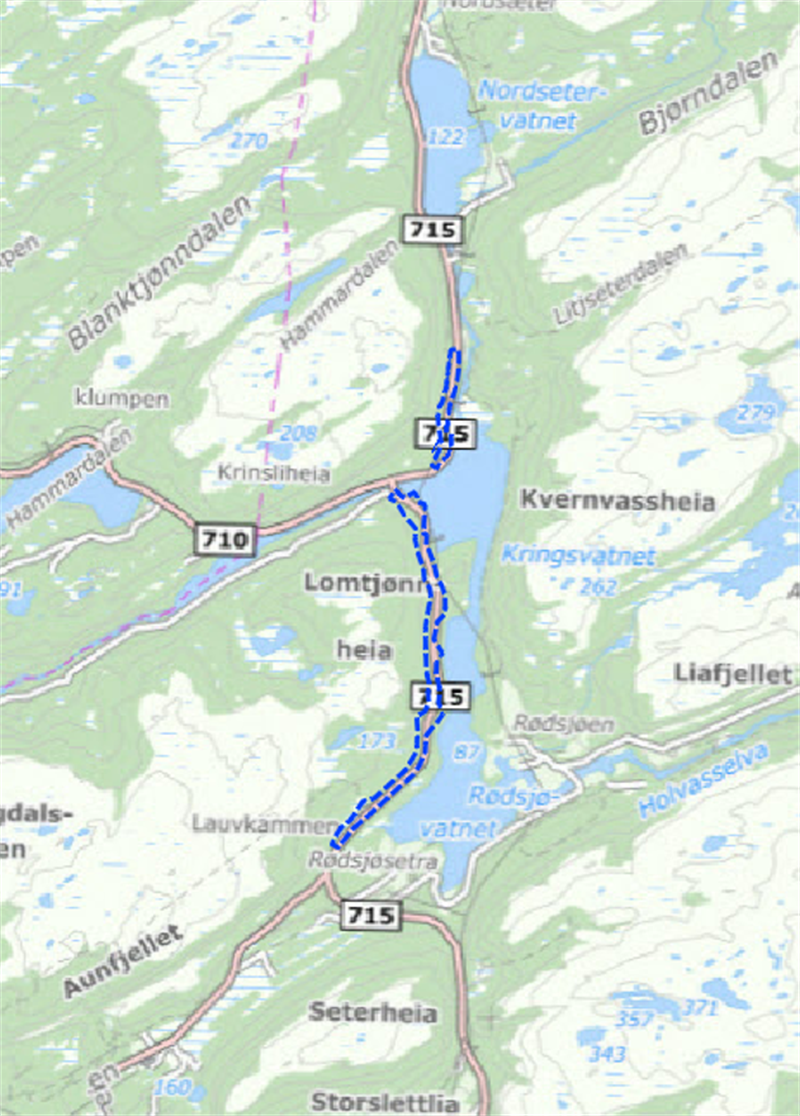 krinsvatn.png Planområde. Foto: Trøndelag fylkeskommune.