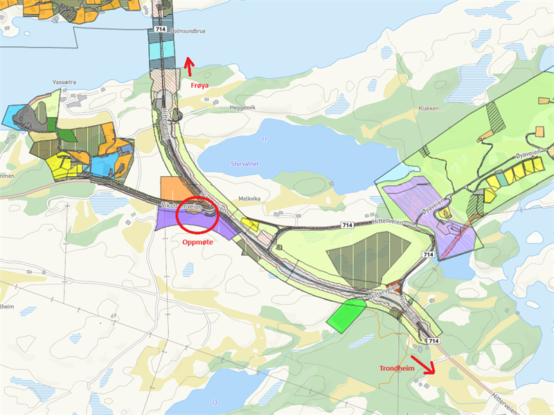 Kart som viser oppmøtested for åpning. Kart