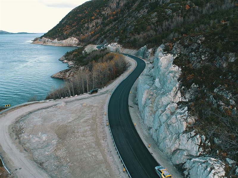 Fylkesveg 718 Rissa-Hasselvika. Dronebilde